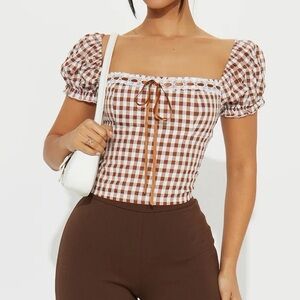Gingham Milkmaid Top